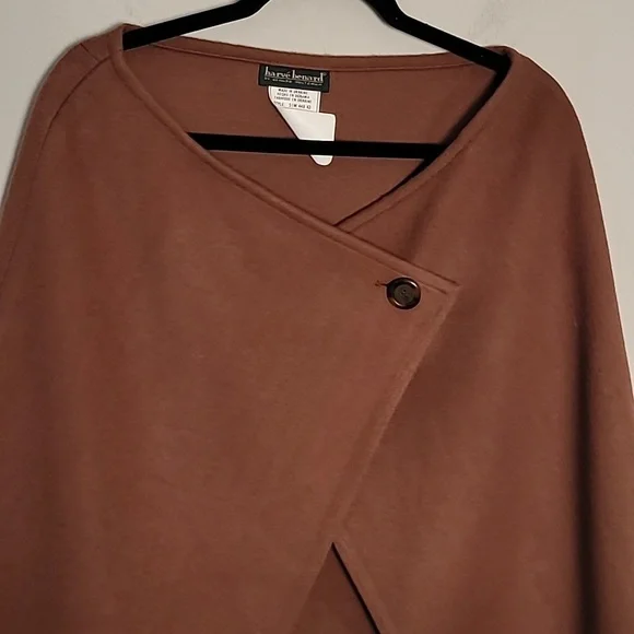 Harve Bernard brown wool cape poncho Sz M New - Picture 2 of 7